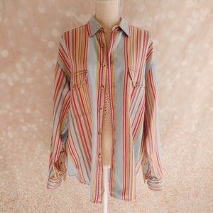 Vintage Silenzio Denim Striped Top